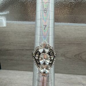 Silver Statement Ring with Clear Gemstones